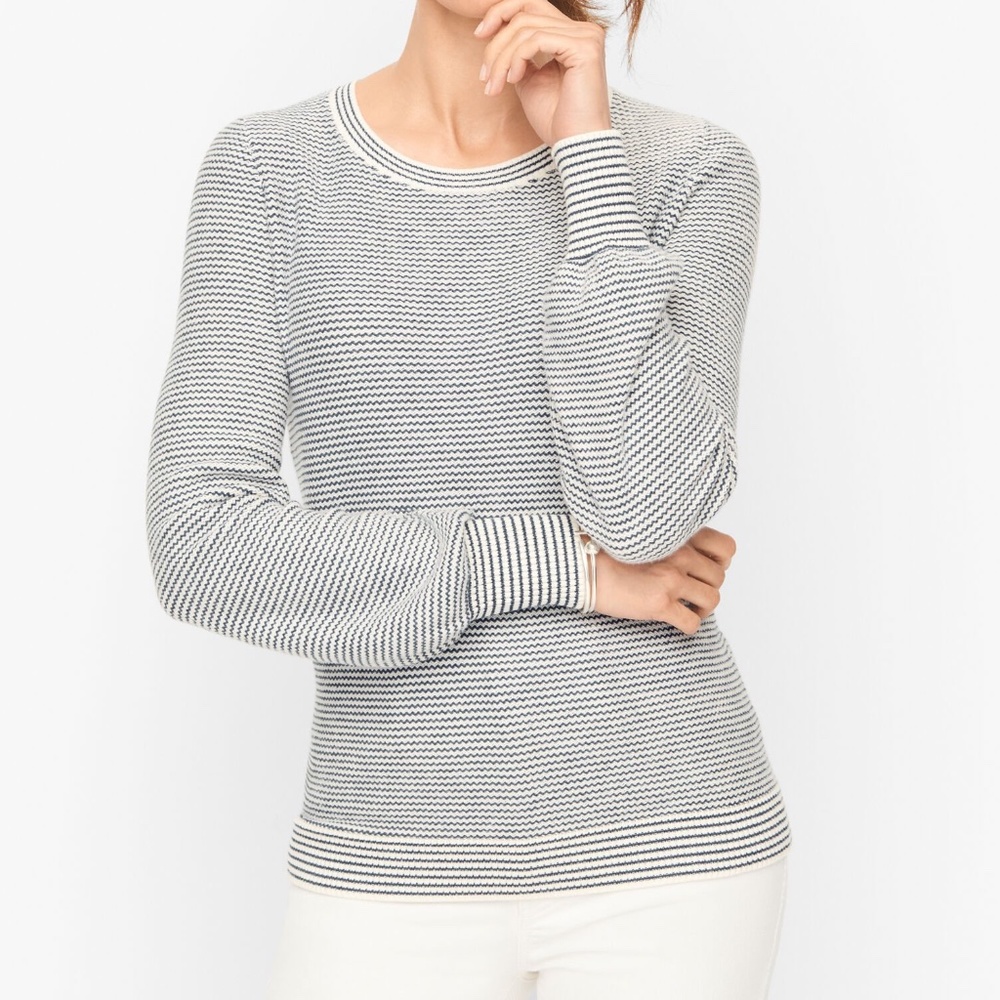 Talbots Bishop Sleeve Stripe Jacquard pullover